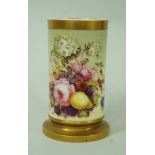 An early 19th century Spode spill vase, painted with flowers beneath gilt line rims,