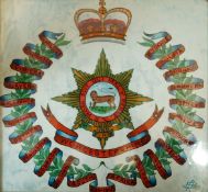 A.B., 20th century
The Worcester Regiment
back painted on glass
signed with initials lower right
28.