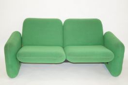 A Herman Miller two seater sofa, upholstered in original green fabric, designed by Ray Wilkes,