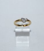 A diamond single stone ring, the heart shaped stone calculated as weighing approximately 0.