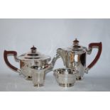 A silver four piece matched tea service, Birmingham 1937 and 1938,