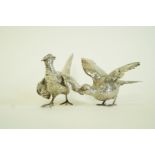 A pair of silver pheasants table ornaments, Israel Freeman & Sons Ltd,sponsors mark,