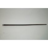 An interesting rosewood cane with a silver plated top, engraved Royal George sank 1782,