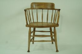 An ash smokers chair, the solid seat stamped J.J.M. and G.R.V.