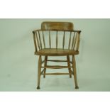 An ash smokers chair, the solid seat stamped J.J.M. and G.R.V.