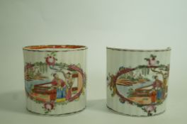 A pair of late 18th century porcelain coffee cups,