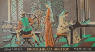 A collection of seven woven silk scenes by B.W.A. Macclesfield, 16.