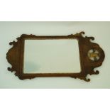 A George II style walnut fret framed mirror, surmounted with the Prince of Wales feathers,