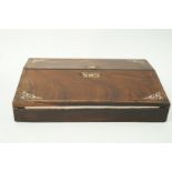 A Victorian rosewood and marquetry writing slope, 40cm wide,