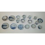 A collection of Chinese export porcelain tea bowls, coffee cups and saucers,