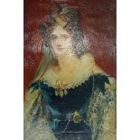 After Sir William Beechy 
Portrait of Adelaide Queen Consort of William IV
Oil on copper
10cm x 8cm,