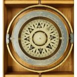 A large marine compass by Henry Browne and Son Ltd, in a light oak case,