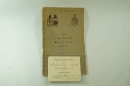 A programme and ticket for Their Majesties King George V and QUeen Mary on Monday 18th April 1924