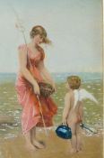 English School
Cupid and a lady on the shore
Over painted print
13.5cm x 9.