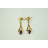 A pair of amethyst drop earrings, 1.