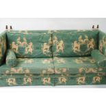 A Knole sofa upholstered in green and yellow, 126cm wide,
