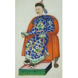 Chinese School, 19th century
Figure seated
bodycolour on rice paper
17cm x 10.
