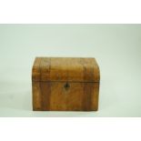 A Victorian oak veneered  stationary box with mahogany banding, 14cm high, 20.5cm wide, 15.