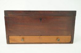 A 19th century mahogany cross banded work box with two brass handles,