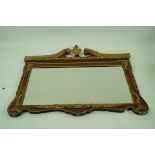 A George I style over mantel mirror with mahogany and parcel gilt frame, 108cm high,