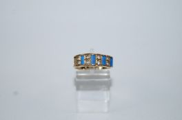 A blue and colourless synthetic stone set ring, with hallmarks for Dublin, finger size N, 2.