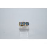 A blue and colourless synthetic stone set ring, with hallmarks for Dublin, finger size N, 2.