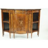 An Edwardian rosewood and marquetry bowfronted credenza,