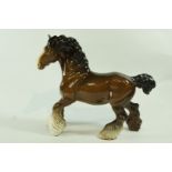 A bay Beswick shire horse, with black printed marks,