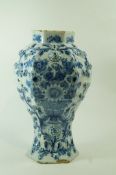 A late 19th century Dutch Delft vase,