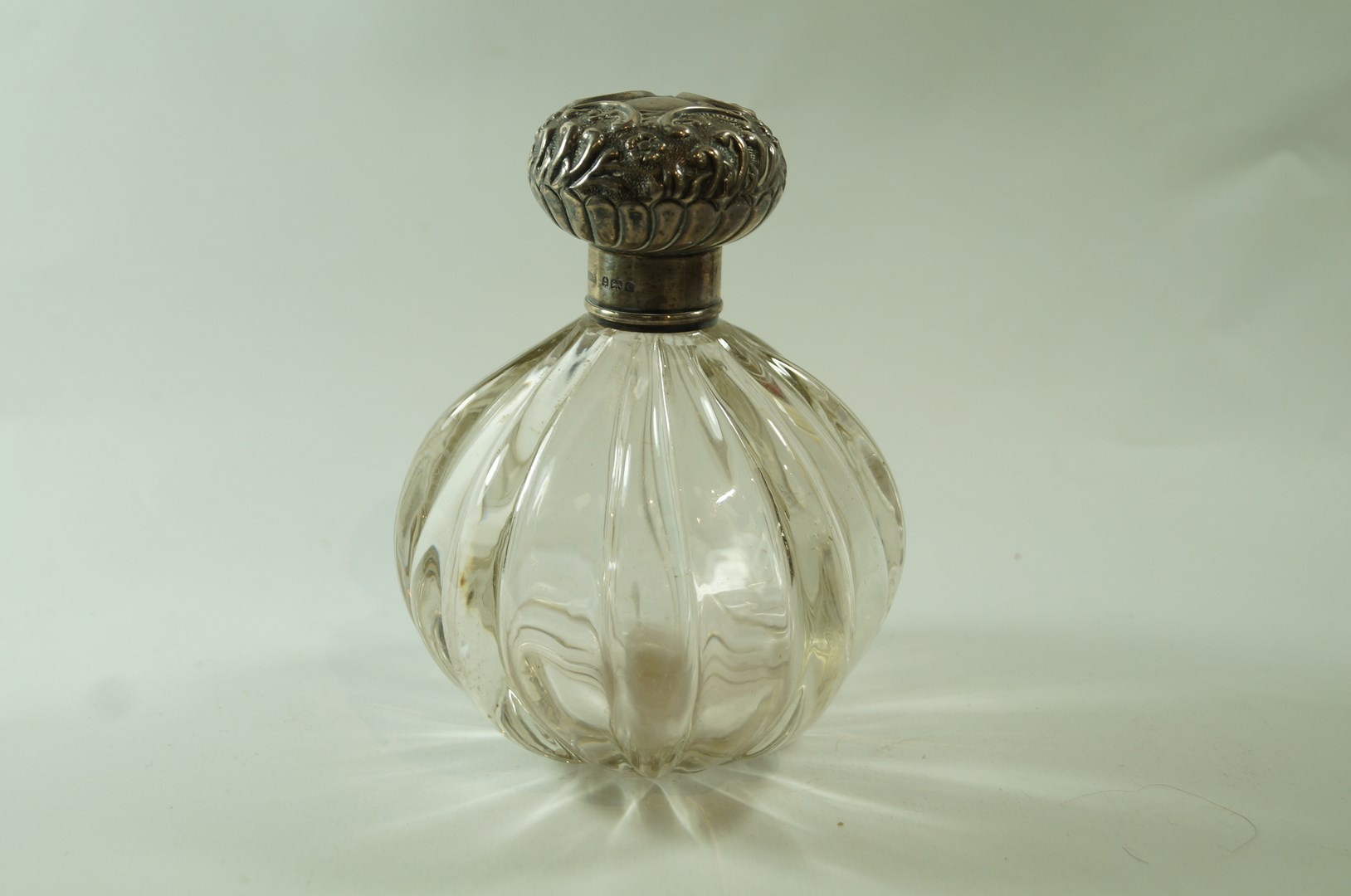 A silver mounted glass scent bottle, maker A.W.P.