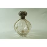 A silver mounted glass scent bottle, maker A.W.P.