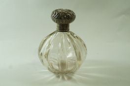 A silver mounted glass scent bottle, maker A.W.P.