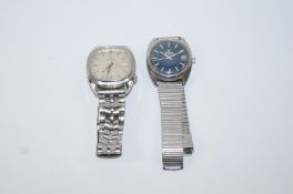 Bulova Accutron, a gentleman's stainless steel wrist watch, the cushion shaped dial with batons,