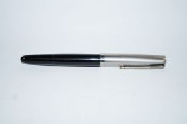 A Parker 51 Vacumatic (1949) made in England black barrel with transition lustraloy cap with jewel