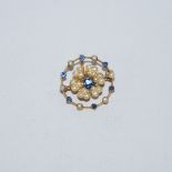 An Edwardian sapphire and seed pearl brooch, tagged '15',