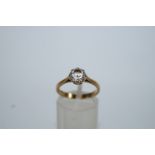 A single stone cubic zirconia 9ct gold ring, finger size M 1/2, 2.