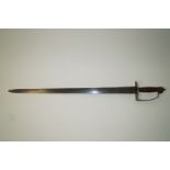 A dragoon officers,  1740s sword, fitted with a Scottish broad sword blade and horn handle,