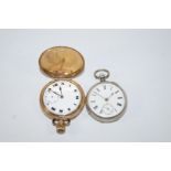 A silver open faced pocket watch;