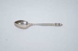 A Georg Jensen silver Acorn pattern teaspoon, London import marks for 1959, 12.8 cm long, 19.