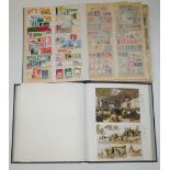 A collection of UK stamps to include post by coach, along with a stock book of various World stamps,