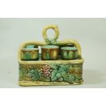 A Victorian Majolica egg cup stand,