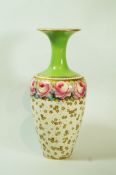A Keeling and Co., Late Mayers pottery vase painted with a band of roses, by W.