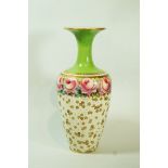 A Keeling and Co., Late Mayers pottery vase painted with a band of roses, by W.