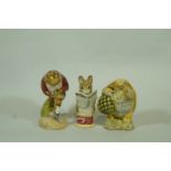 Three Beswick Beatrix Potter figures of Jeremy Fisher digging, Mr Alderman Ptolemy,