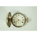 Anonymous, a George III silver hunter pocket watch, London 1799, the white enamel dial numbered 913,