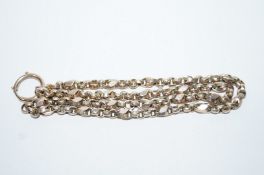 A chain, tagged '9', of fancy and oval belcher links, 41 cm long, 17.