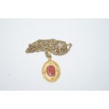 A Continental gold and jasper intaglio pendant,