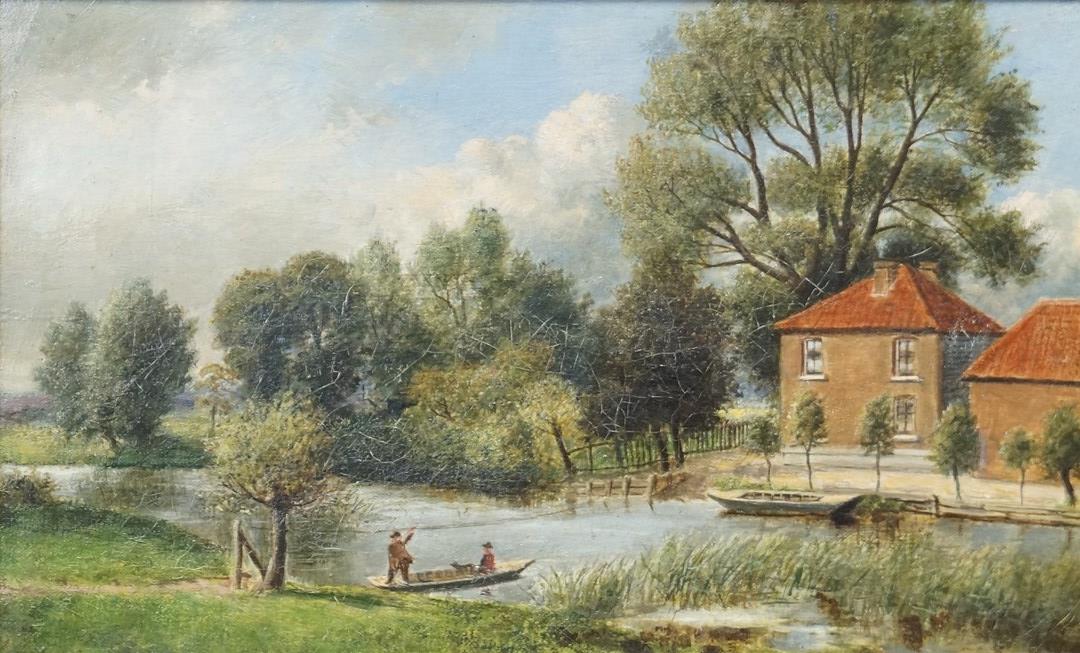 English School, late 19th century
Figures in a river landscape
Oil on canvas, a pair
25.5cm x 40. - Image 2 of 2