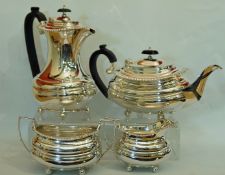 A silver plated four piece tea service, by William Hutton & Sons, in the Georgian style,
