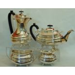 A silver plated four piece tea service, by William Hutton & Sons, in the Georgian style,